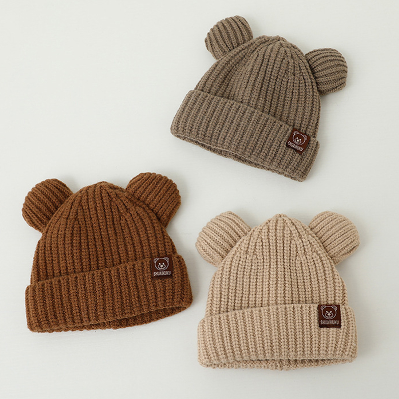 Infant Beanie Hat With Ears - Bear Baby Winter Hat Cartoon Ears