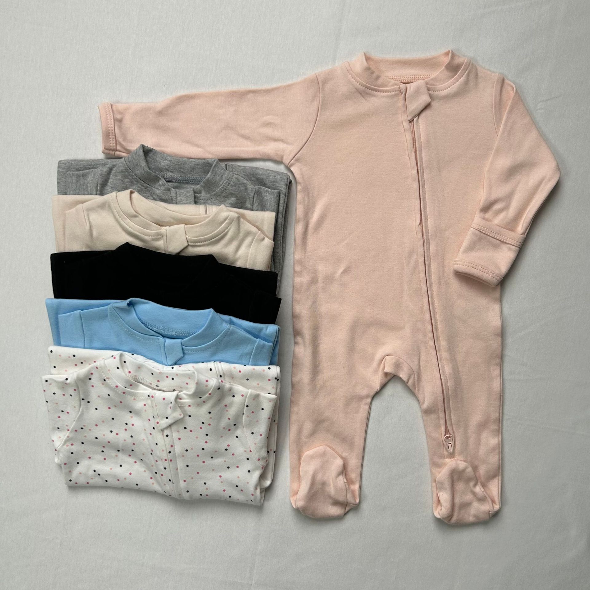 Cotton Baby Onesies Zipper - Unisex Baby Triangle Romper, Cotton Long