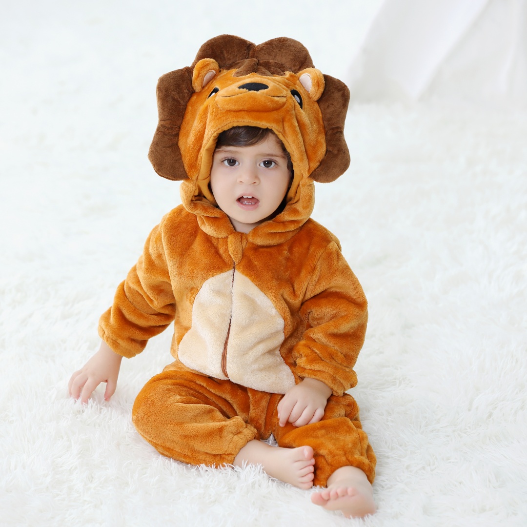 Newborn Baby Cute Lion Animal  - Cotton Baby Onesies Zipper ulasan dan harga