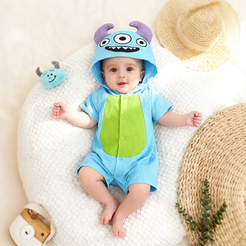 Newborn Baby Blue Monster Romp - Cotton Baby Onesies Zipper ulasan dan harga