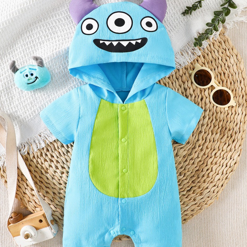 Newborn Baby Blue Monster Romp - Cotton Baby Onesies Zipper ulasan dan harga