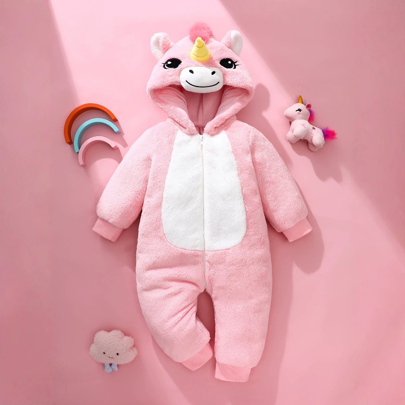 Newborn Baby Pink Unicorn Romp - Cotton Baby Onesies Zipper ulasan dan harga