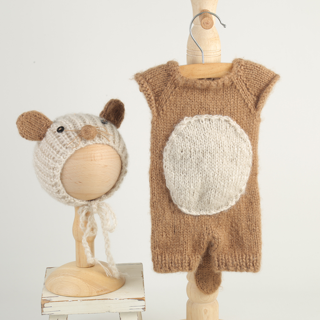 Knitted Beaver Newborn Photogr - Infant Photography Props Outfit ulasan dan harga