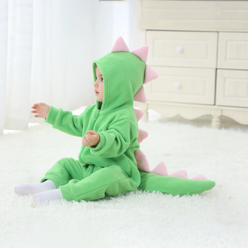 Newborn Baby Green Dinosaur Ro - Cotton Baby Onesies Zipper ulasan dan harga