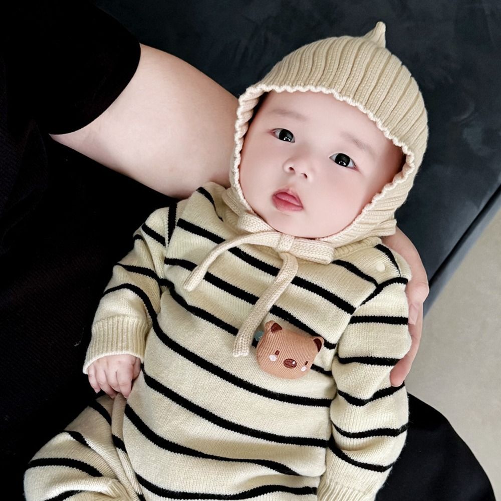 Cute Solid Color Baby Hat Wint - Infant Beanie Hat With Ears ulasan dan harga