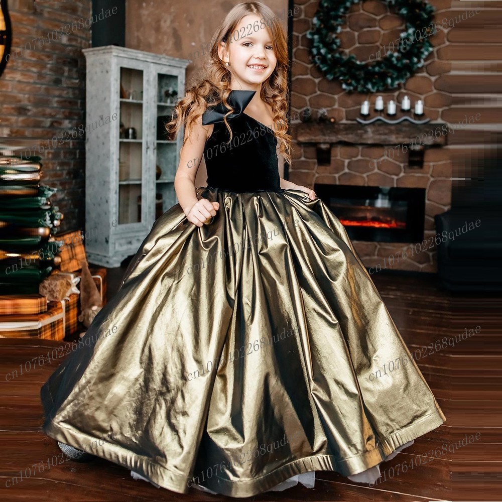 New Black And Gold Satin Flowe - Toddler Girl Tulle Party Dress ulasan dan harga
