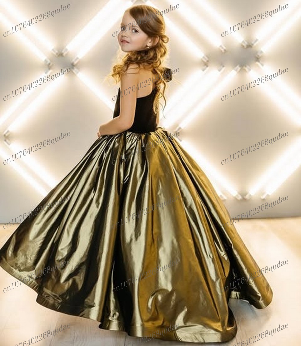 New Black And Gold Satin Flowe - Toddler Girl Tulle Party Dress ulasan dan harga