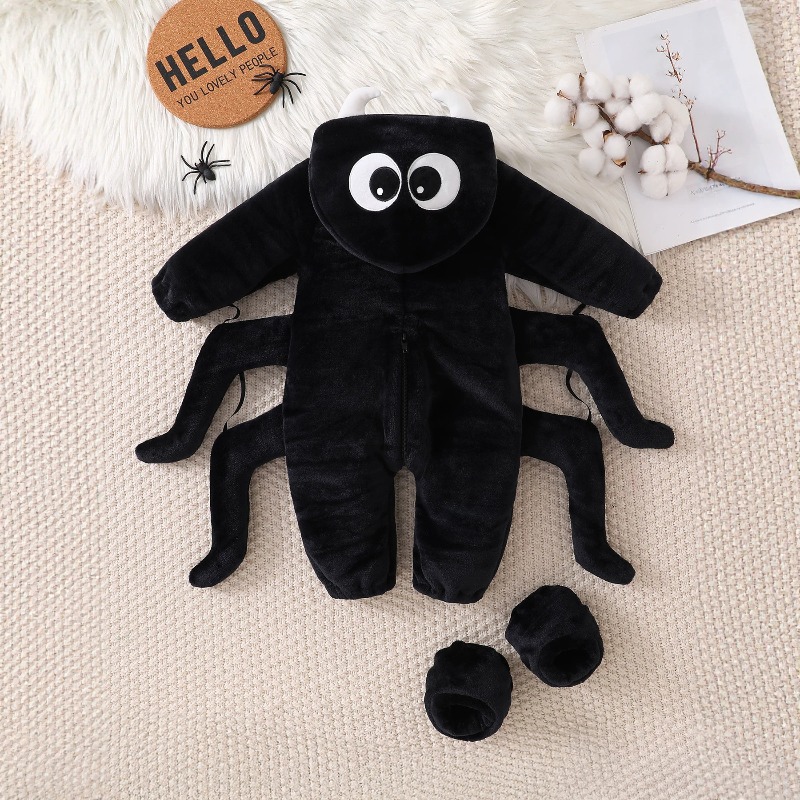 Newborn Baby Black Spider Romp - Cotton Baby Onesies Zipper ulasan dan harga